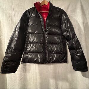 Edwin Black Puffer Jacket with Red Interior